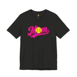 softball mom t shirt pink retro script mom with softball graphic