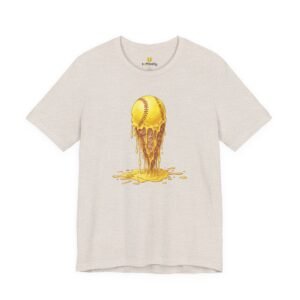 melting softball t‑shirt — dripping softball ice cream graphic tee