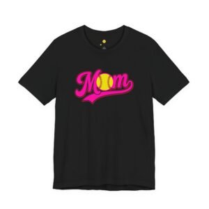 softball mom t shirt pink retro script mom with softball graphic