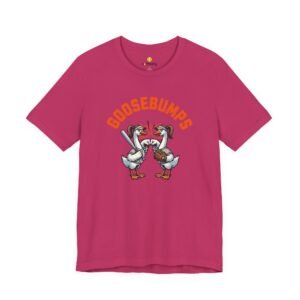 goosebumps graphic tee — softball playing geese fist bumping