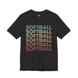 softball retro wave tee — pastel repeating softball graphic