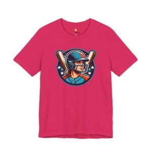 softball player graphic tee — retro female batter baseball t‑shirt