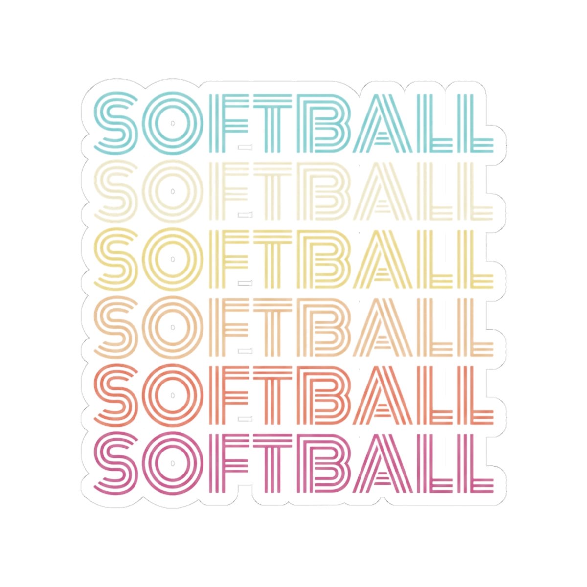 softball retro gradient kiss cut sticker softball retro gradient kiss cut sticker