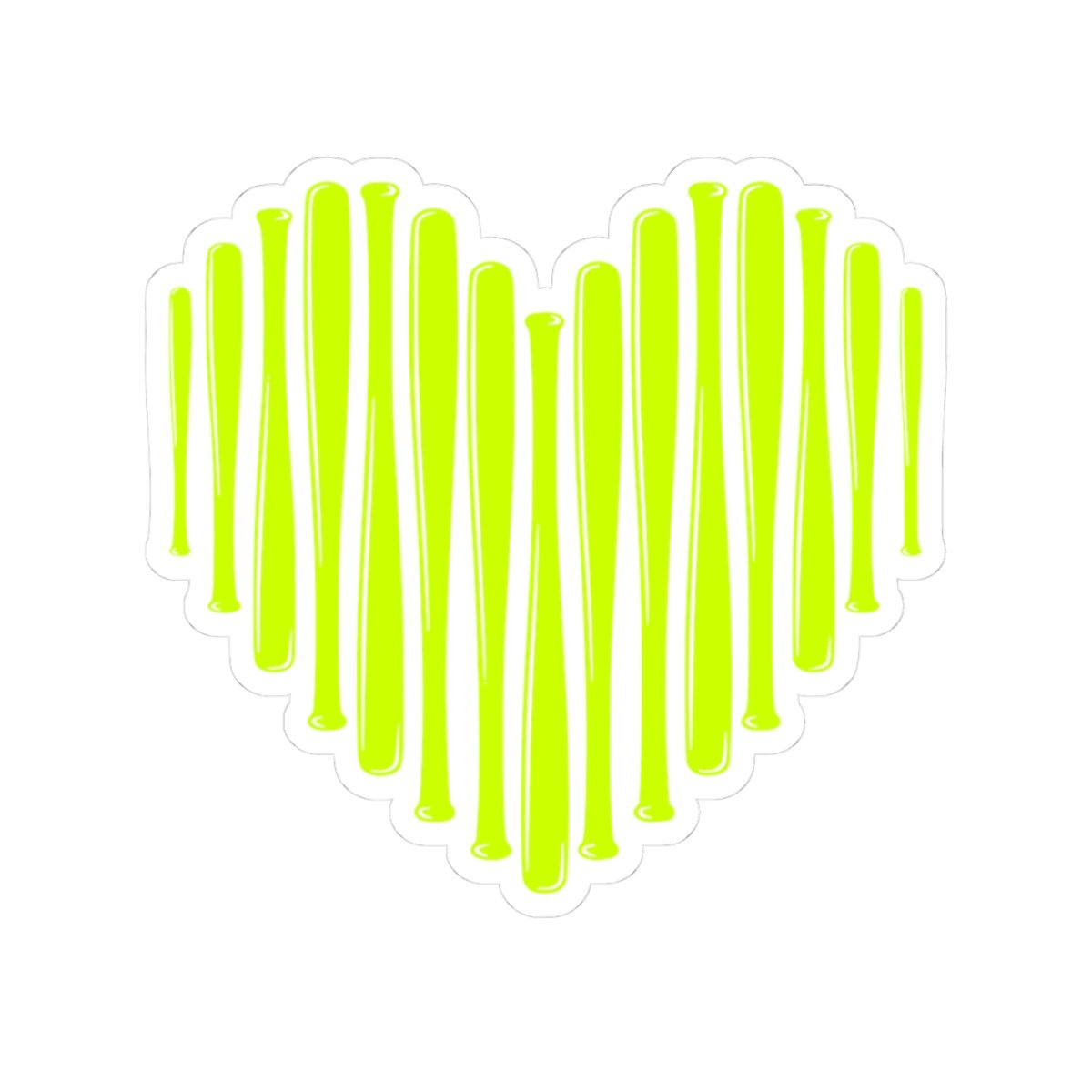 softball bat heart in yellow green — kiss cut sticker softball bat heart in yellow green — kiss cut sticker