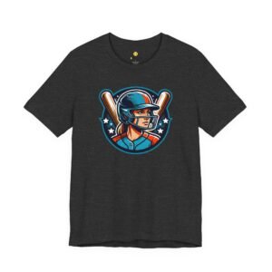 softball player graphic tee — retro female batter baseball t‑shirt