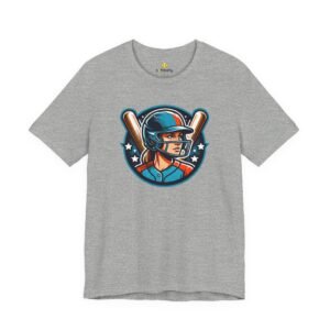 softball player graphic tee — retro female batter baseball t‑shirt