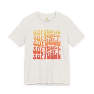 softball retro stack t‑shirt — vintage sunset gradient softball graphic tee