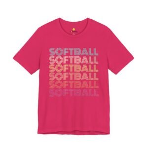 softball retro wave tee — pastel repeating softball graphic