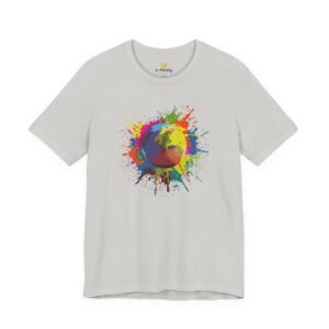 color splash softball tee — vibrant crewneck softball graphic shirt