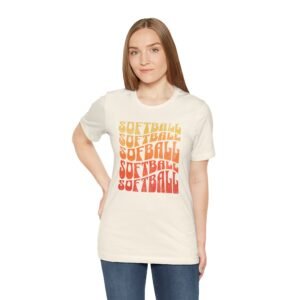 softball retro stack t‑shirt — vintage sunset gradient softball graphic tee