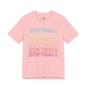 softball retro wave tee — pastel repeating softball graphic