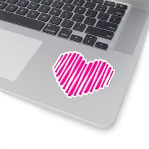 softball bat heart in magenta — kiss cut sticker