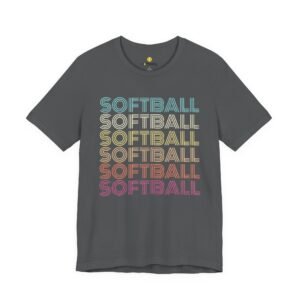 softball retro wave tee — pastel repeating softball graphic