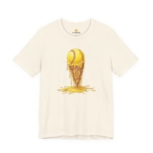 melting softball t‑shirt — dripping softball ice cream graphic tee