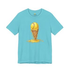 melting softball t‑shirt — dripping softball ice cream graphic tee