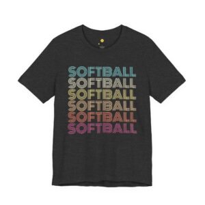 softball retro wave tee — pastel repeating softball graphic