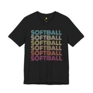 softball retro wave tee — pastel repeating softball graphic