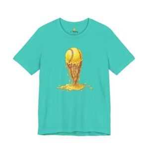 melting softball t‑shirt — dripping softball ice cream graphic tee