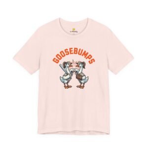 goosebumps graphic tee — softball playing geese fist bumping