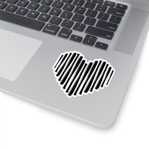 softball bat heart in black— kiss cut sticker