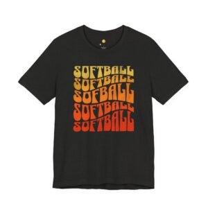 softball retro stack t‑shirt — vintage sunset gradient softball graphic tee