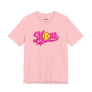 softball mom t shirt pink retro script mom with softball graphic