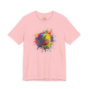 color splash softball tee — vibrant crewneck softball graphic shirt