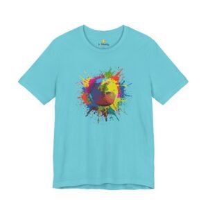color splash softball tee — vibrant crewneck softball graphic shirt