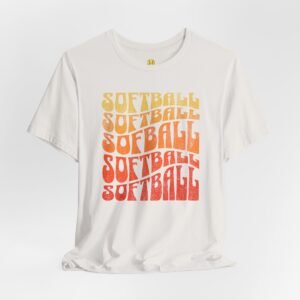 softball retro stack t‑shirt — vintage sunset gradient softball graphic tee