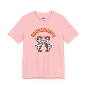 goosebumps graphic tee — softball playing geese fist bumping