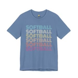 softball retro wave tee — pastel repeating softball graphic