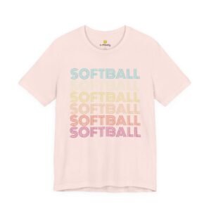 softball retro wave tee — pastel repeating softball graphic