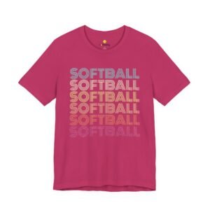softball retro wave tee — pastel repeating softball graphic