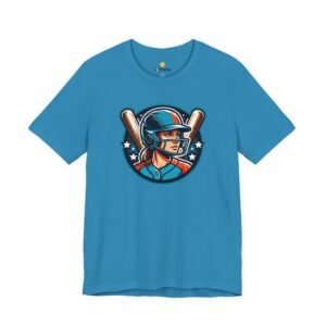softball player graphic tee — retro female batter baseball t‑shirt