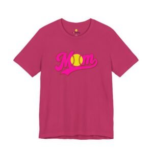 softball mom t shirt pink retro script mom with softball graphic