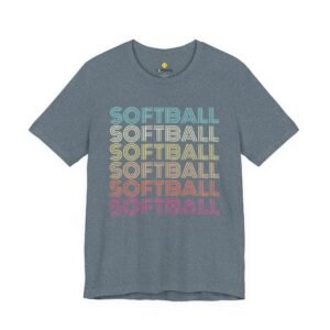 softball retro wave tee — pastel repeating softball graphic