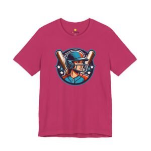 softball player graphic tee — retro female batter baseball t‑shirt