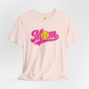 softball mom t shirt pink retro script mom with softball graphic