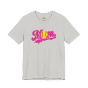 softball mom t shirt pink retro script mom with softball graphic