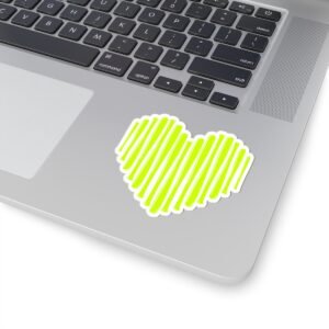 softball bat heart in yellow green — kiss cut sticker