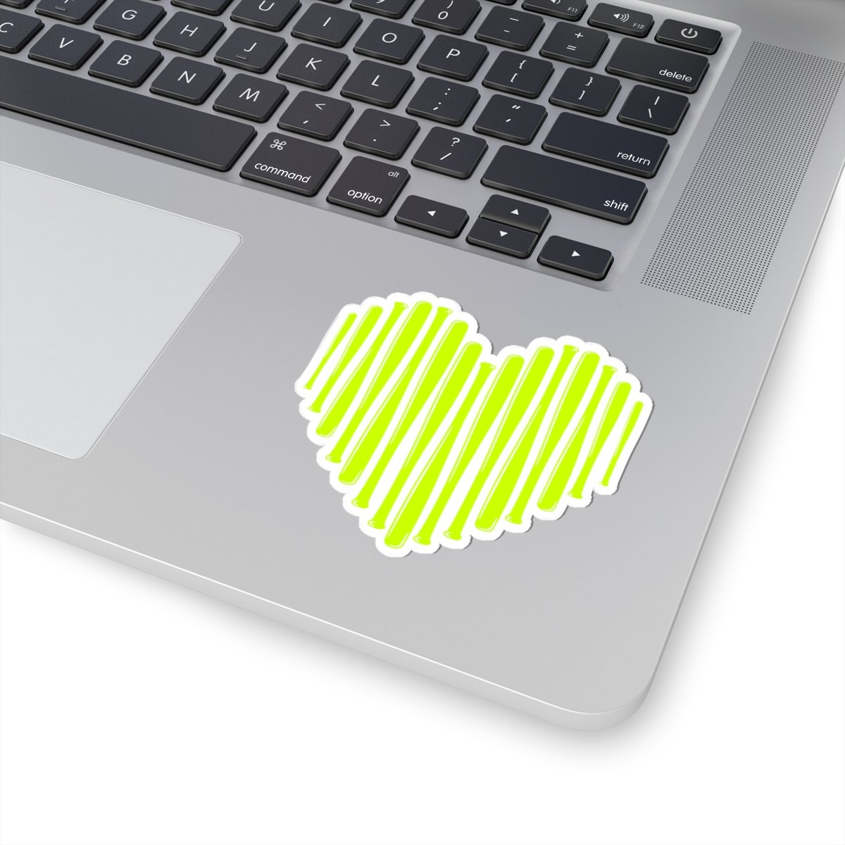 softball bat heart in yellow green — kiss cut sticker softball bat heart in yellow green — kiss cut sticker