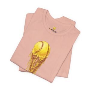 melting softball t‑shirt — dripping softball ice cream graphic tee