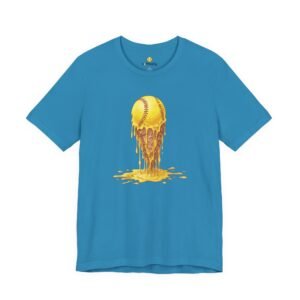 melting softball t‑shirt — dripping softball ice cream graphic tee