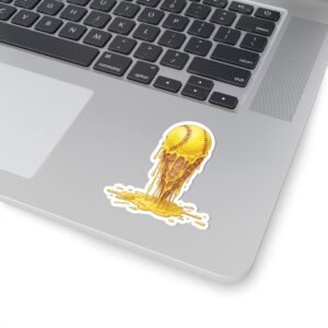 melting softball sticker – softball ice cream kiss cut design