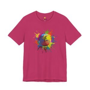 color splash softball tee — vibrant crewneck softball graphic shirt