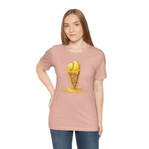 melting softball t‑shirt — dripping softball ice cream graphic tee
