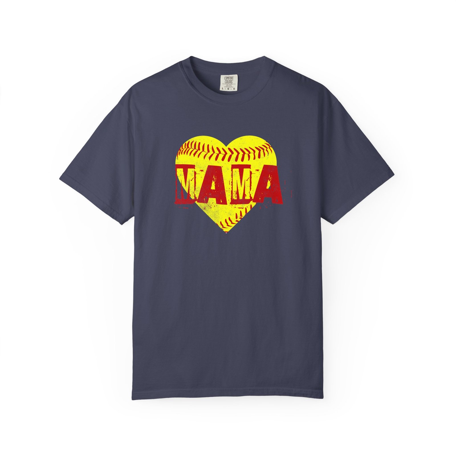 softball heart 'mama' tee — softball mom / mother shirt on comfort colors 1717 t shirt