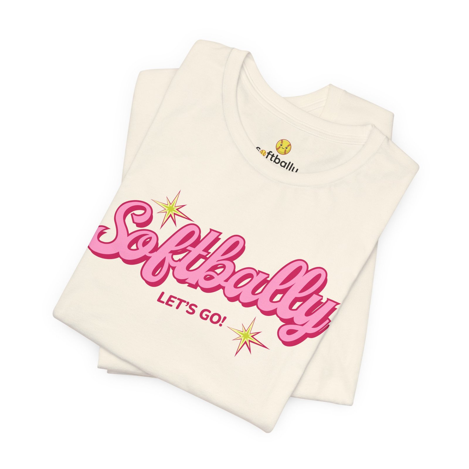 softbally “let’s go!” tee — bubble gum retro softball shirt softbally “let’s go!” tee — bubble gum retro softball shirt