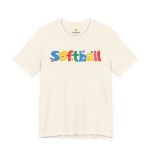 softball colorful kids tee — playful retro lettering softball shirt