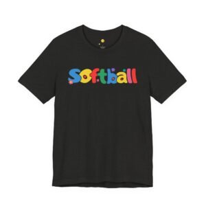 softball colorful kids tee — playful retro lettering softball shirt